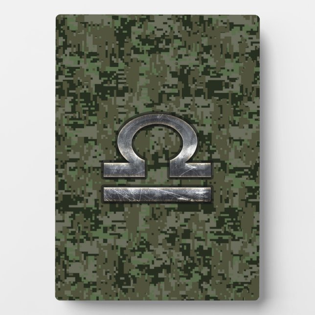 Plaque Photo Libra Zodiac Symbole de Green Digital Camouflage (Devant)