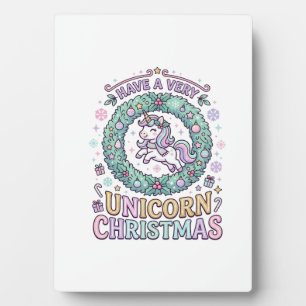 Plaque Photo Licorne Avoir un très Licorne Noël Gras Typogra