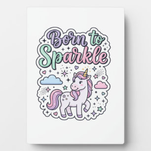 Plaque Photo Licorne née pour briller Graphisme Merch Desig