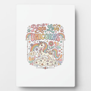 Plaque Photo Licorne Paix Amour Licornes Conception De Vecteur