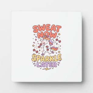Plaque Photo Licorne sueur maintenant paillettes plus tard impr