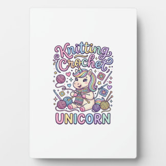 Plaque Photo Licorne Tricot Crochet Licorne Charmant Fond Blanc