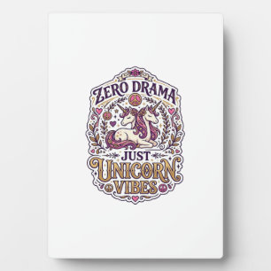 Plaque Photo Licorne Zéro Drame Juste Licorne Vibes Élégant Bla