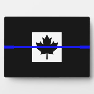 Plaque Photo Ligne bleue mince sur le drapeau canadien