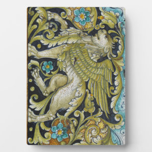 Plaque photo—Lion en tuile de Deruta