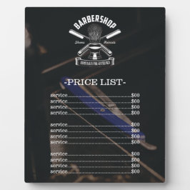 Plaque Photo Liste des prix du logo professionnel de la Boutiqu