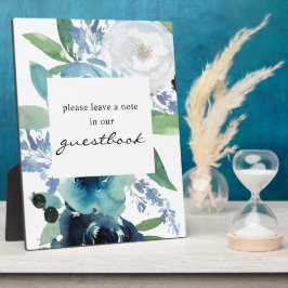 Plaque Photo Livre d'or bleu Dusty - Floral Signal Easel Black