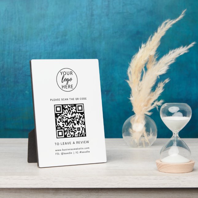 Plaque Photo Logo d'entreprise personnalisé et code QR  (Côté)