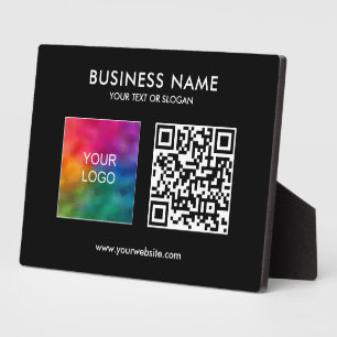 Plaque Photo Logo Entreprise Code QR Modèle noir