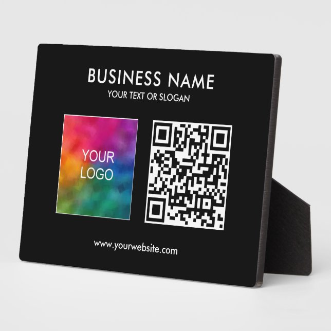 Plaque Photo Logo Entreprise Code QR Modèle noir (Côté)