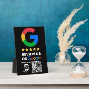 Plaque Photo Logo personnalisé noir moderne et code QR Google R
