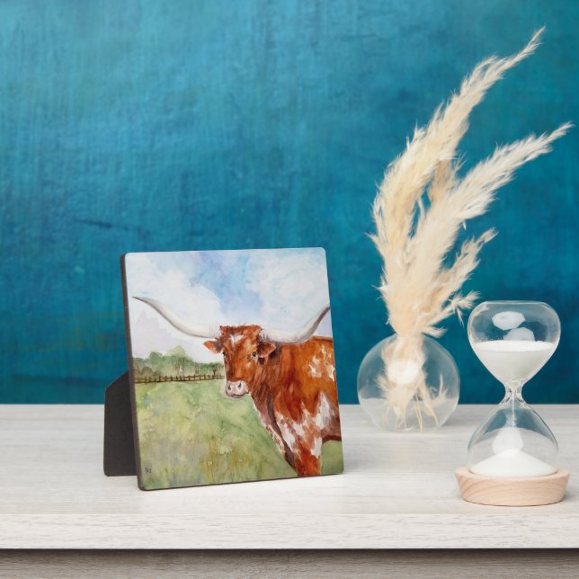 Plaque Photo Longhorn - Art Print (Insitu)