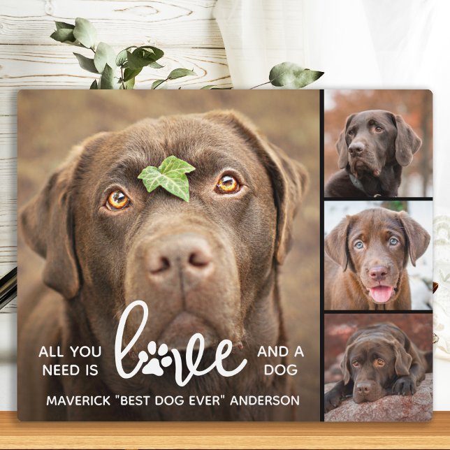 Plaque Photo LOVE & a DOG Amoureux des chiens personnalisé Phot (Créateur téléchargé)