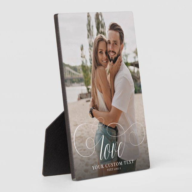 Plaque Photo LOVE Elegant Calligraphy Couple Mariage photo (Côté)
