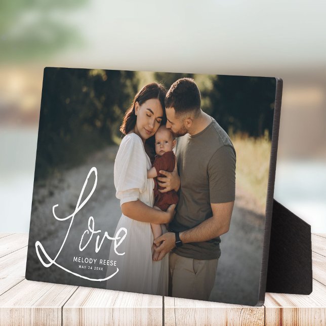 Plaque Photo LOVE Modern Elegant Family Photo Keepsaké (LOVE Modern Elegant Family Photo Keepsake Plaque)