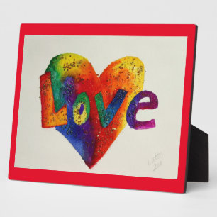 Plaque Photo Love Rainbow Heart Parties scintillant Peinture Po