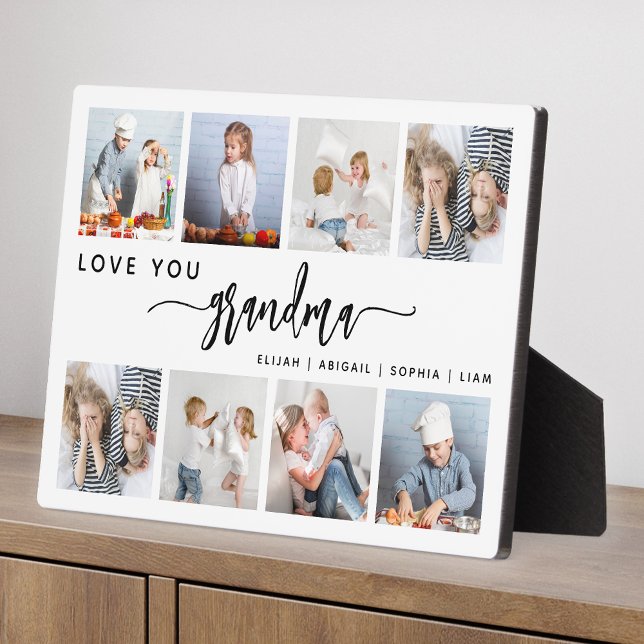 Plaque Photo Love You Grandma 8 Photo Collage Blanc (Créateur téléchargé)