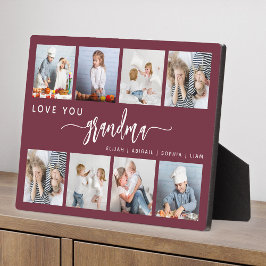 Plaque Photo Love You Grandma 8 Photo Collage Burgundy
