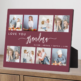 Plaque Photo Love You Grandma 8 Photo Collage Burgundy