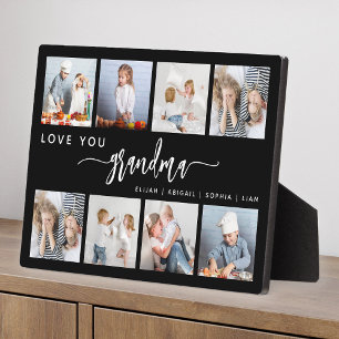 Plaque Photo Love You Grandma 8 Photo Collage noir