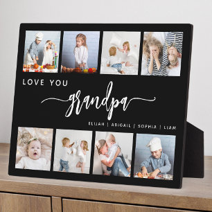 Plaque Photo Love You Grandpa 8 Photo Collage noir