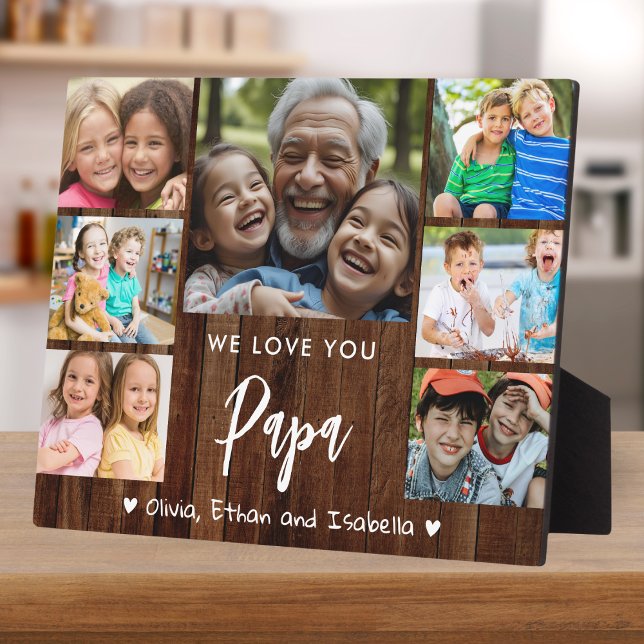 Plaque Photo Love You Papa 7 Photo Rustic Wood Keepsaké (Créateur téléchargé)