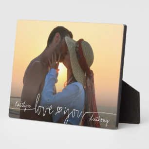 Plaque Photo LOVE YOU Photo Script manuscrit Coeur