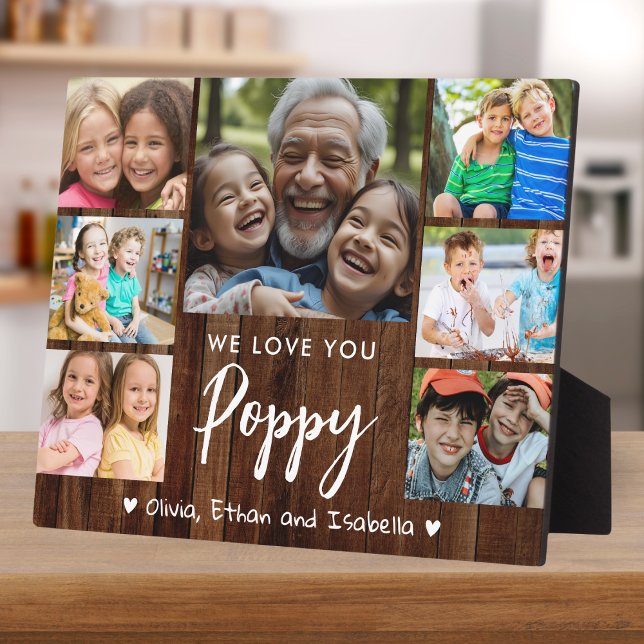 Plaque Photo Love You Poppy 7 Photo Rustic Wood Keepsaké (Créateur téléchargé)