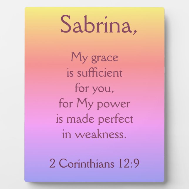 Plaque Photo Lovely Christian Grace is Sufficient (Devant)