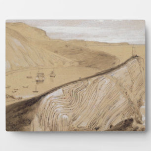 Plaque Photo Lulworth Cove (w/c, gouache et graphite sur beige