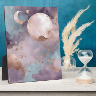 Plaque Photo Lune en art IA rose