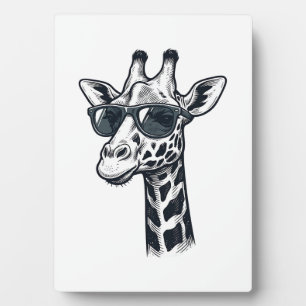Plaque Photo Lunettes de soleil de girafe cool T-Shirt à gravur