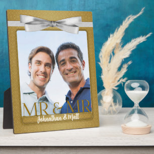 Plaque Photo M. & M. Gay Mariage Gold Damask Photo