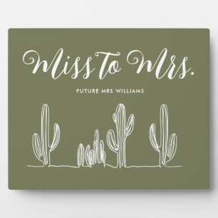 Plaque Photo Mademoiselle à Madame Moderne Cactus Vert Enterrem