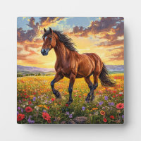 Magnifique cheval brun en course