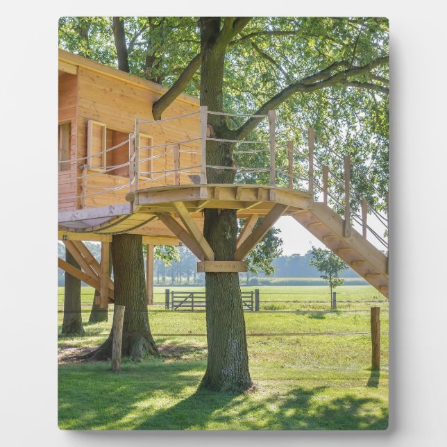 Plaque Photo Maison en bois en chêne avec herbe (Devant)