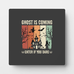Plaque Photo Maison Hantée Fantôme d'Halloween Arrive