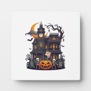 Plaque Photo Maison Hantée Halloween Squelettes Citrouille Fant