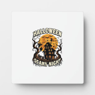 Plaque Photo Maison Hantée Nuit Effrayante Halloween Pleine Lun