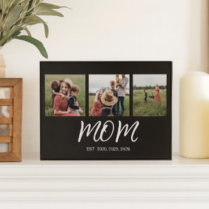 Plaque Photo Maman Elegant Script Black 3 Photo