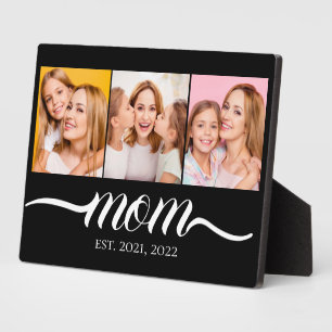 Plaque Photo Maman Établie Script Noir 3 Collage Photo