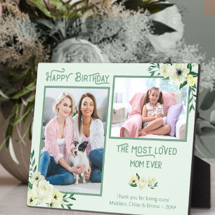 Plaque Photo Maman la plus aimée - ivoire Floral Frame 2 Photo