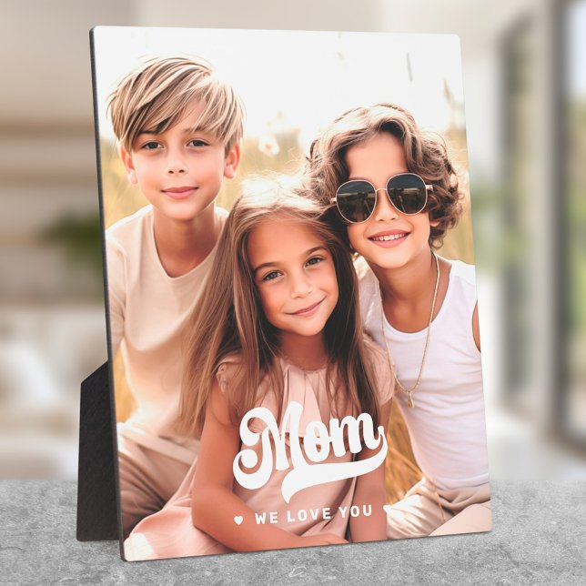 Plaque Photo Maman nous t'aimons coeur photo blanc texte mère j (Mom we love you photo heartswhite text mothers day plaque)