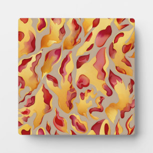 Plaque Photo Marbre Liquide Abstrait Or Rouge