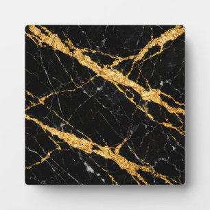 Plaque Photo Marbre Luxe Noir et Or