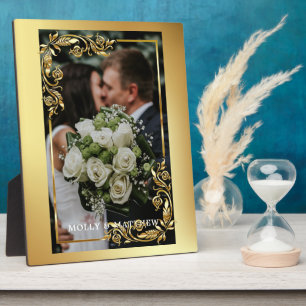 Plaque photo Mariage à cadre doré