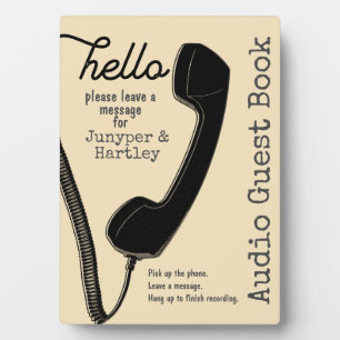 Plaque Photo Mariage Audio Guest Book Signer Téléphone noir sur