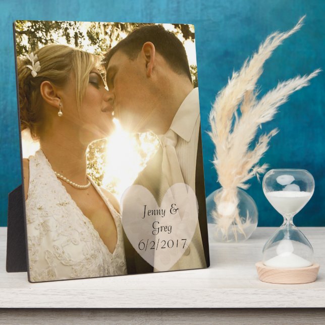 Plaque photo mariage avec coeur et Mariage Date (Côté)