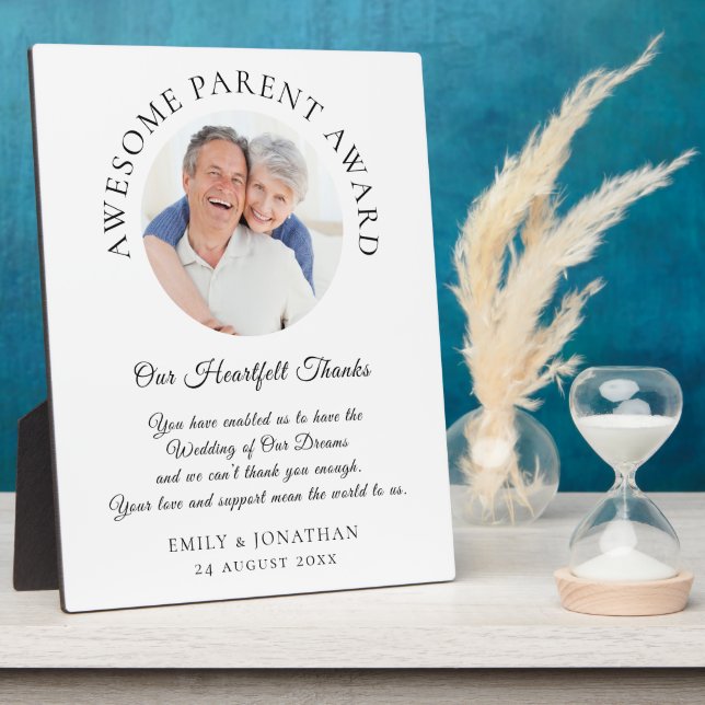 Plaque Photo Mariage de Merci du prix Parent génial (Côté)