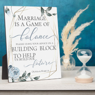 Plaque Photo Mariage demande bloc de construction Dusty Blue